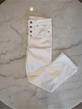 American Eagle Outfitters White High-Rise Button-Fly Cropped Jeans